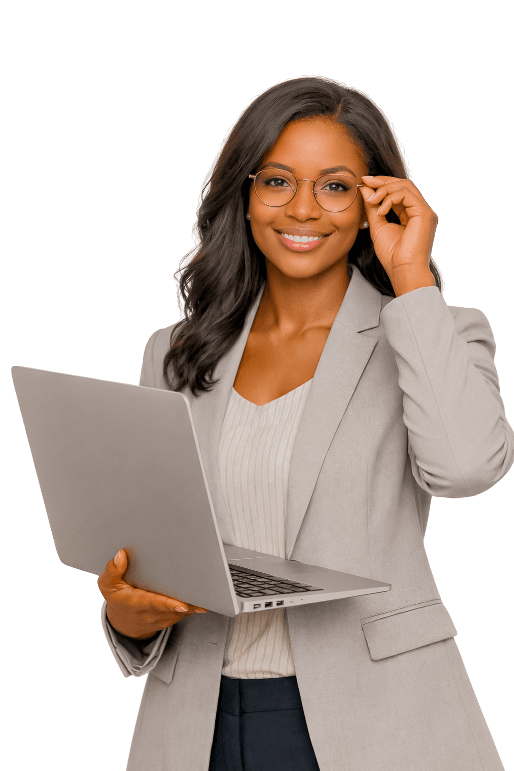 Digital marketing professional working on a laptop
