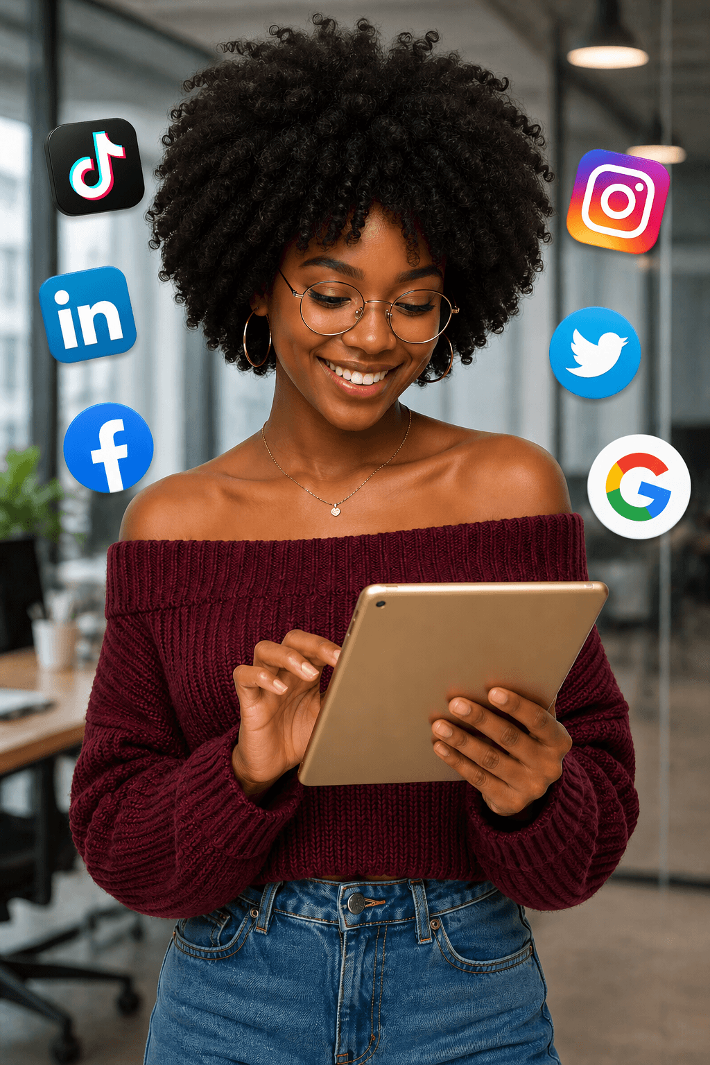 Social media professional working on digital content strategy