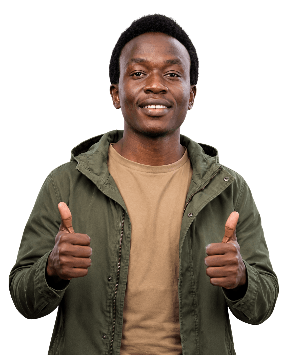 Smiling creative professional giving two thumbs up